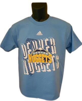 New Denver Nuggets Youth Size M Medium (10-12) Light Blue Adidas Shirt