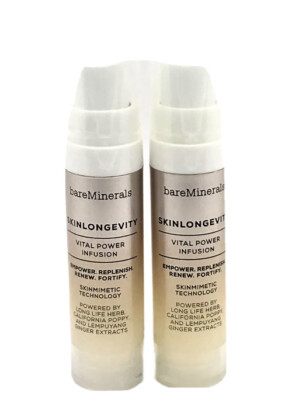 2 bareMinerals Skinlongevity Vital Power Infusion Serum, Travel Size 7.5 ml