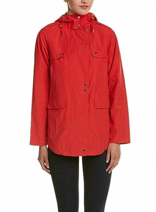 Vince Camuto 166490 Women's Cotton Blend Solid Parka Apple Red Size Small