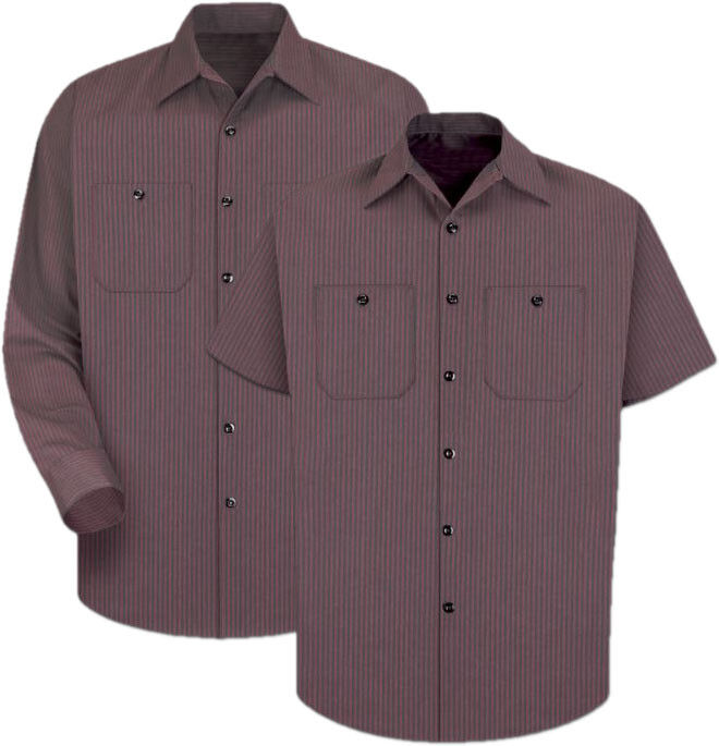 Red Kap Work Shirt Poplin Durastripe 2 Pocket Men's Industrial Uniform