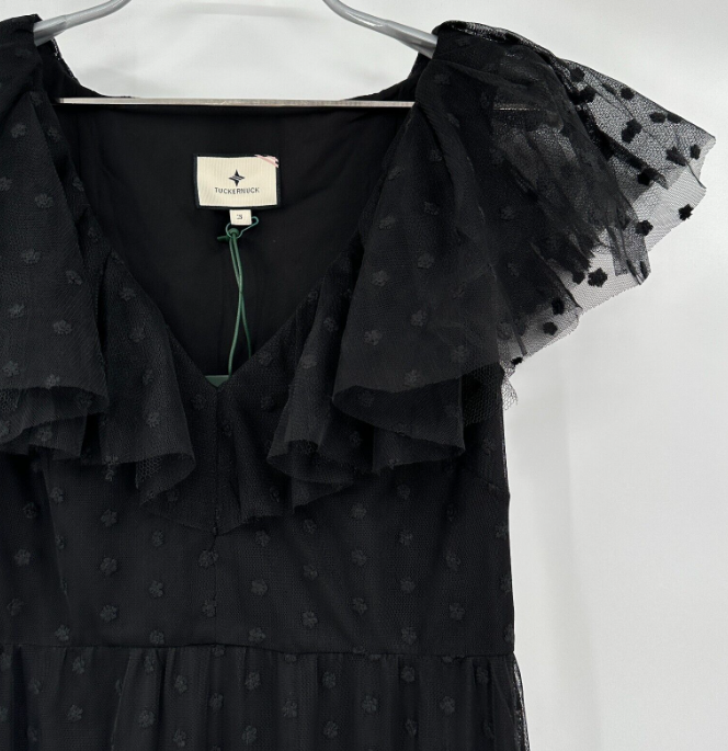 Pre-owned Tuckernuck Black Tulle Giselle Gown In Black Onyx Sz S Maxi Cocktail Party