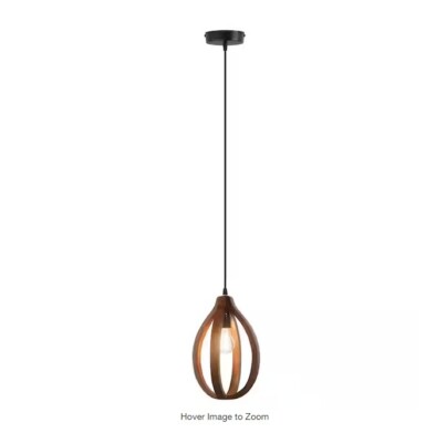 River of Goods Luc 40-Watt 1-Light Brown Shaded Pendant Light with Mango Wood