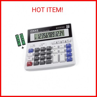 Calculator,ONXE Standard Basic 4 Function Desk Calculator, Dual Power, Big Butto