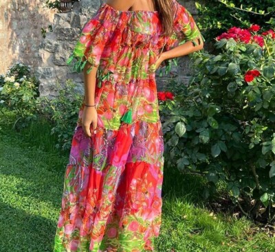 ANTICA SARTORIA 2022 LIGHTWEIGHT CHIFFON LIKE DRESS DRAGON FRUIT LOVELY NWT