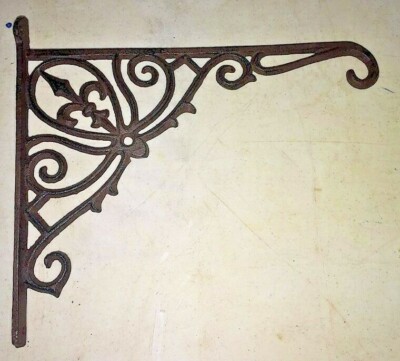 Fleur De Lis Plant Hanger, brown bronze finish, flower basket pot lantern hook
