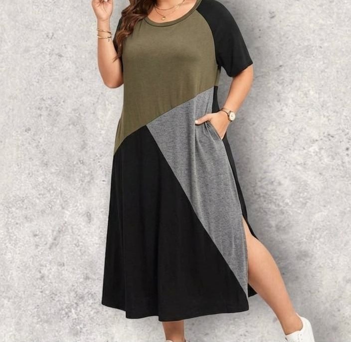 Plus Size 2x 18 20 BloomChic Colorblock Contrast Pocket comfy T shirt Dress