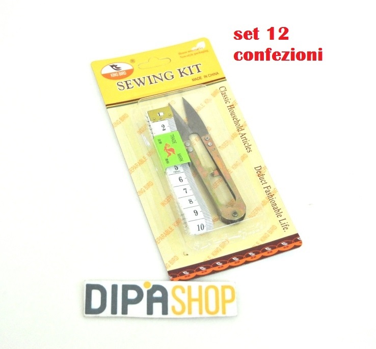 Set 12 Pezzi Kit Cucito Metro Da Sarto + Cesoia Forbice moc