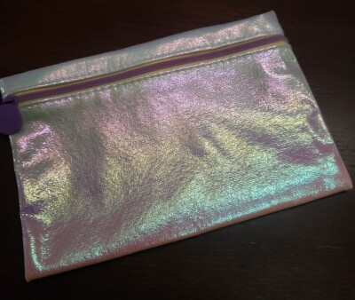   Ipsy September Glam Makeup Bag Iridescent Pink Metallic New  Empty/bg only