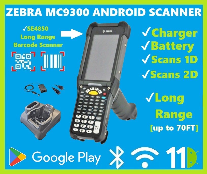 Zebra MC9300 Android Barcode Scanner, LONG RANGE 2D/1D/QR
