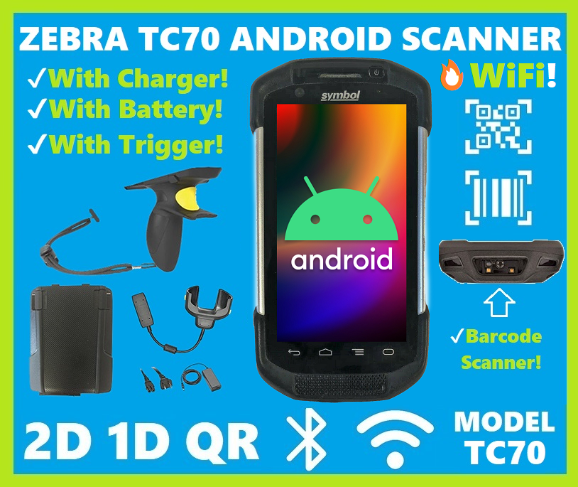 Zebra TC70 Wireless Android 2D/1D/QR Code Scanner, WiFi, TC700H, Pistol Grip!🔥⭐
