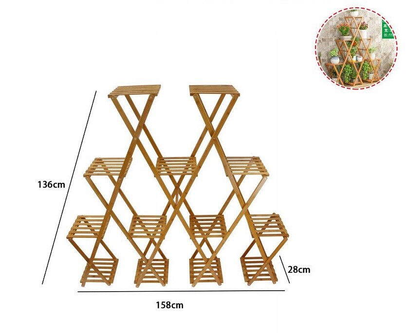Mobiletto Mobile In Legno Con 13 Ripiani 136x28x158cm Arredamento Porta Vaso dfh