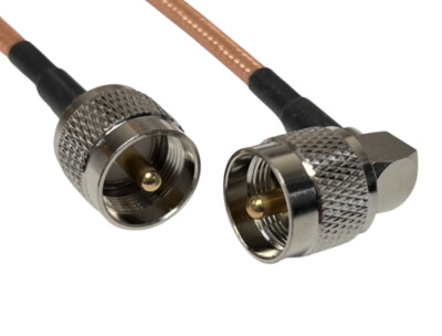 RG400 Silver PL259 UHF Male to PL259 UHF Male Angle Coax RF Cable USA Ship Lot