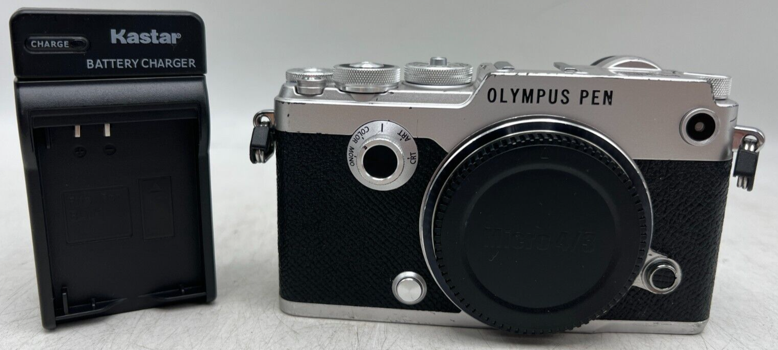 Silver Olympus Pen F 20.3 MP Digital Camera Body Tested w