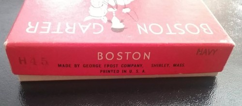 Vintage BOSTON GARTER Sock Suspenders New Old Stock 1930's  Christmas Box Navy