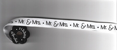 Paper Studio MR. & MRS. 5/8'' White Satin Ribbon 6 ft scrapbooking WEDDING
