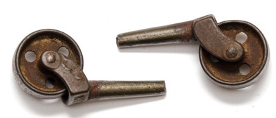 Set of 2 Antique Vintage Metal Wheel Furniture Caster