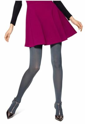 HUE Thunder Gray Luster Control Top Tights Women's Size 2 S/M  U2167