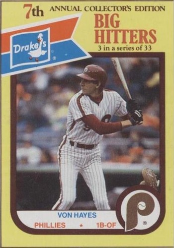 1987 Drake's Big Hitters/Super Pitchers - Von Hayes #3