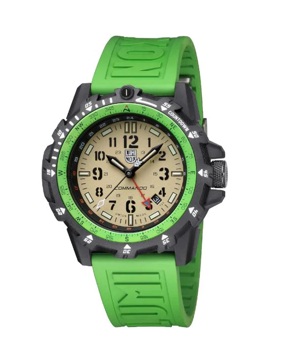 Pre-owned Luminox Commando Gmt Raider Military Sapphire Beige Green Band Watch Xl.3337