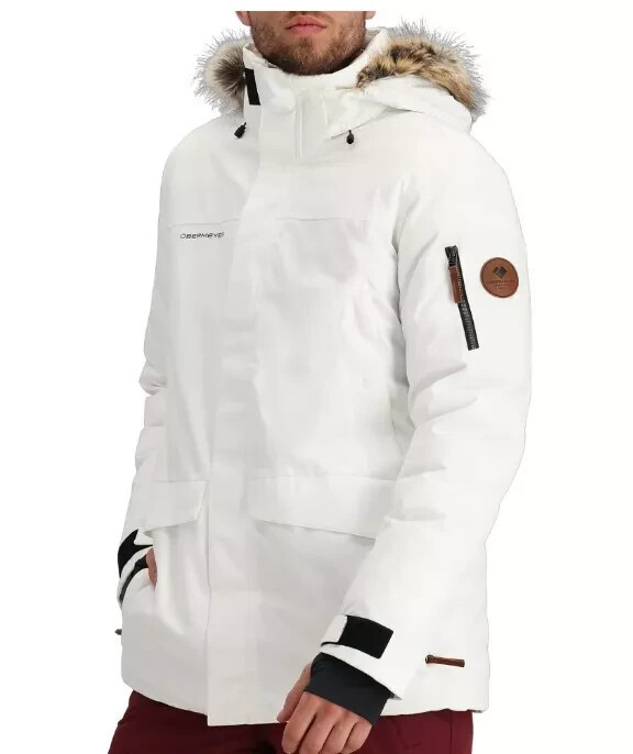 Pre-owned Obermeyer $399  Ridgeline Insulated Ski Jacket With Faux Fur (men's), White, M