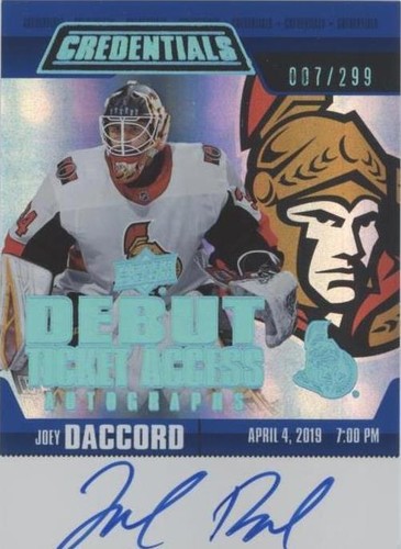 2019-20 Upper Deck Credentials - Joey Daccord #RTAA-JD