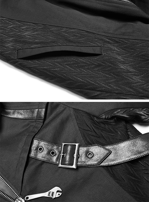 PUNK RAVE LANG MANTEL GOTHIC PUNK DANDY MILITÄR WARRIOR RÜSTUNG RIEMEN PUNKRAVE HERREN