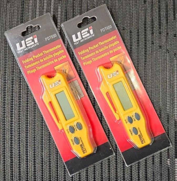 2 x UEi PDT650 Folding Probe Pocket Thermometer with Easy-to-Read Display Magnet
