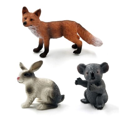 3pcs Fox Koala Rabbit Animal Toy PVC Action Figure Kids Toys Party Children Gift