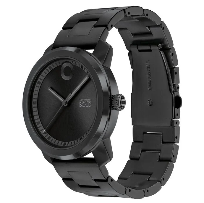 Pre-owned Movado 3601034 Trend Propel Black Dial Black Stainless Steel Bracelet Mens Watch