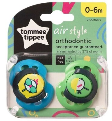 NEW TOMMEE TIPPEE SOOTHER CLOSE TO NATURE BLUE GREEN  DUMMY 0-6 MONTH  -2 PACK