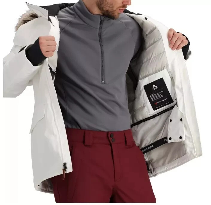Pre-owned Obermeyer $399  Ridgeline Insulated Ski Jacket With Faux Fur (men's), White, M