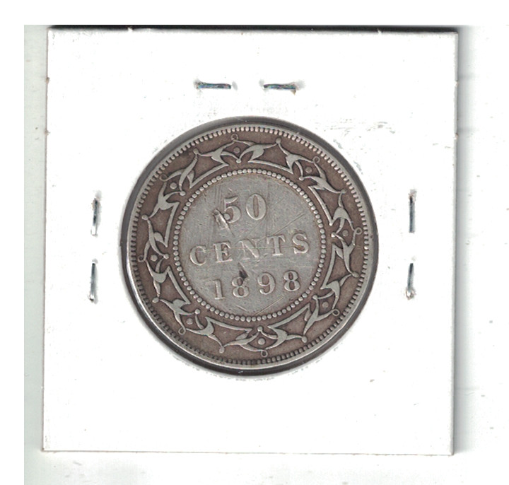 1898 Canada Newfoundland 50 Cents large w Silver coin