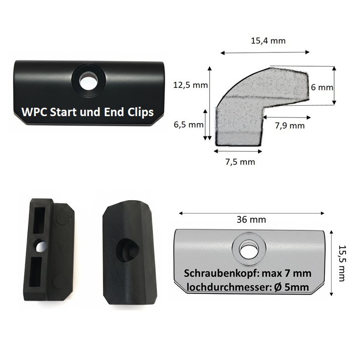 20-200Stk. WPC Clips Start-und Endclips ,  anfangclips fr Terrassendielen