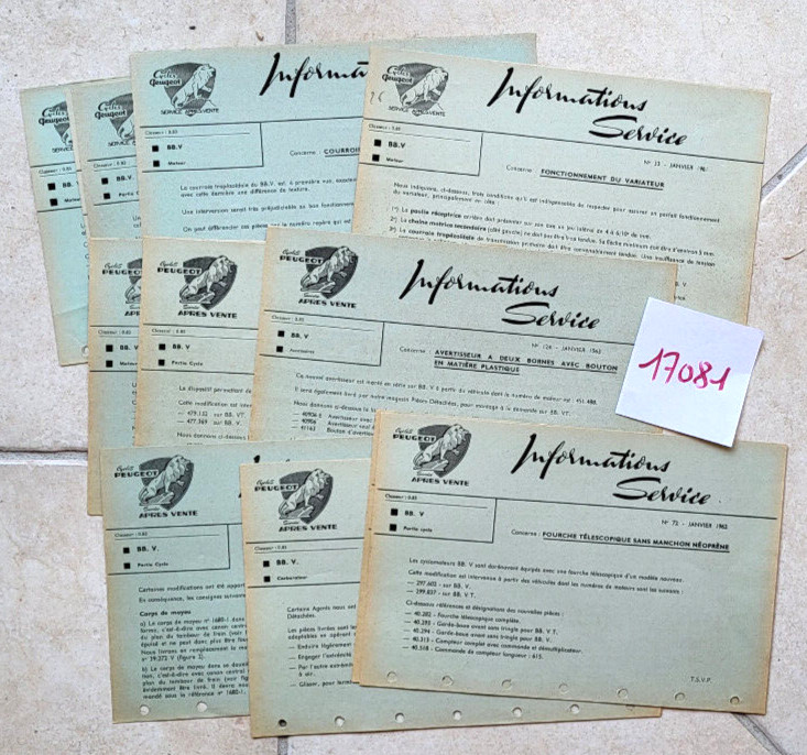 N° 17081  / Peugeot Cyclomoteur Bb.V /  26 N° Informations Service 1961-1963