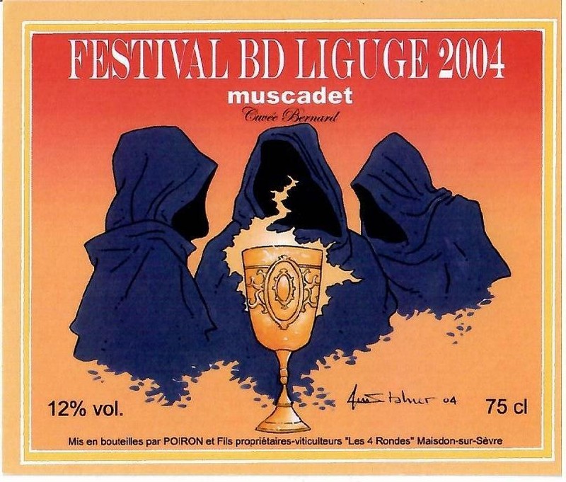 Etiquette De Vin Muscadet 2004 Poiron & Fils Illustree Par Stalner Neuf