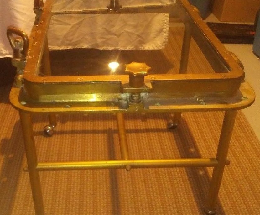 Vintage Solid Brass Ship Port Hole/ Hatch Coffee Table!!!!