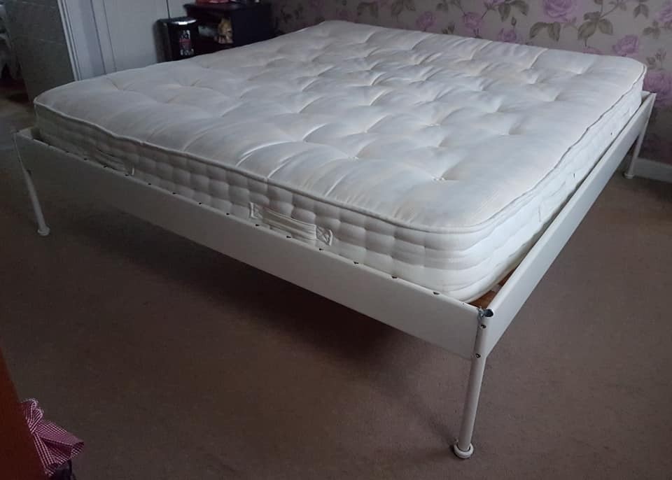 REST ASSURED SUPER KING MATTRESS AND IKEA WHITE METAL BEDFRAME 6 FT WIDTH in Gainsborough