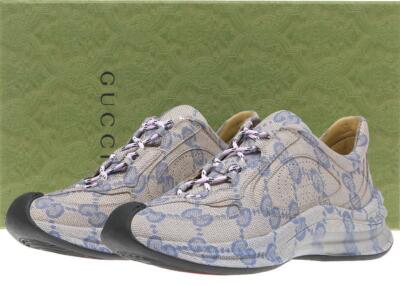 

НОВЫЕ МУЖСКИЕ КРОССОВКИ GUCCI БЕЖЕВО-СИНИЕ GG GUCCISSIMA С ПРИНТОМ ДЛЯ БЕГА 8/США 8,5, Beige/blue