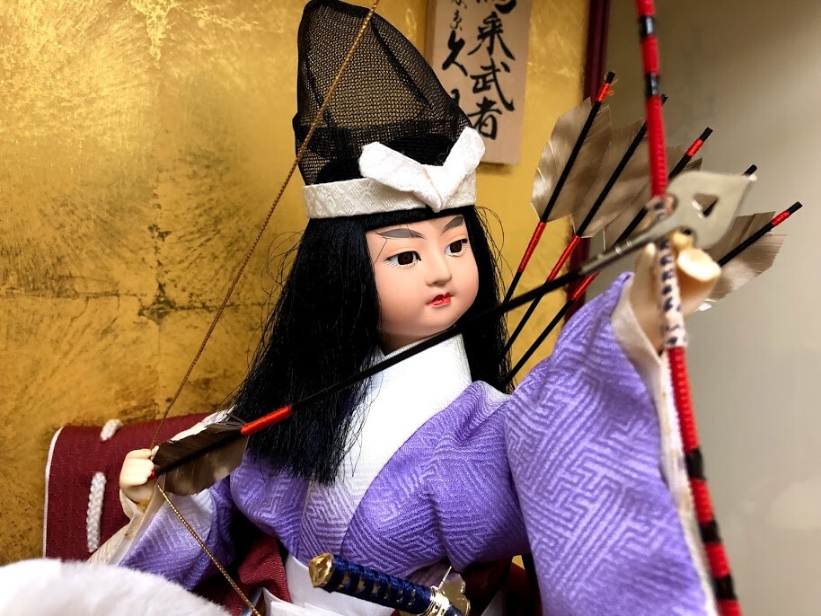 Antique Japanese Samurai Warrior on Horseback Doll & Case