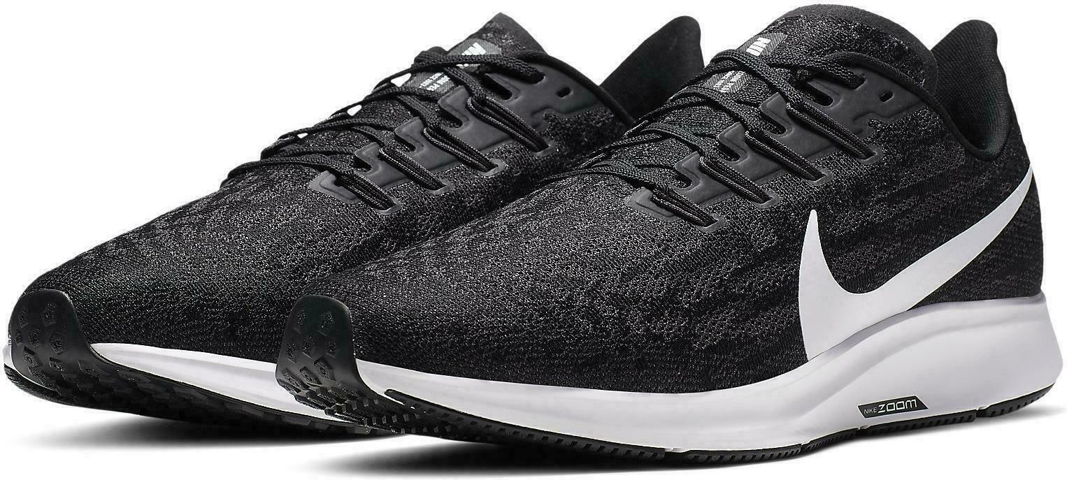 Nike Air Zoom Pegasus 36 (4E) Mens Running Shoes, Blac White