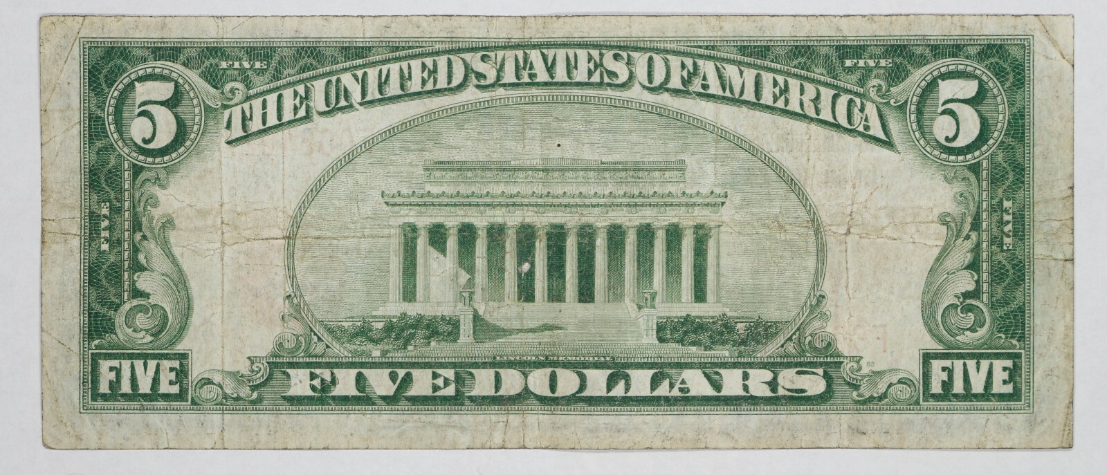 SERIES 1929 T1 NATIONAL BANKNOTE $5 DANVILLE VERMONT - CIRCULATED F FINE (402A)