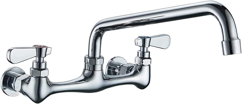 Commercial Kitchen Faucet Wall Mount with 8 Inch Swivel Spout 8" Center Sink 2-H