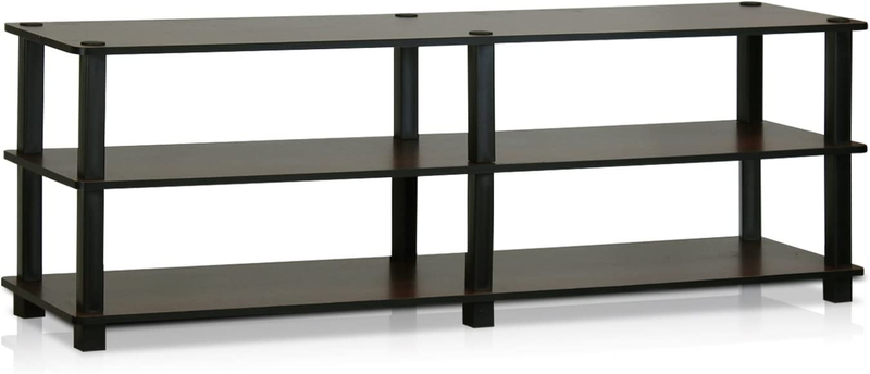 Turn-S-Tube No Tools 3-Tier Entertainment TV Stands, Dark Brown and Black, Squar