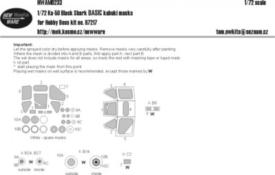 New Ware 1/72 Ka-50 Hokum Black Shark EXPERT paint masks for Hobby Boss NWAM0234 New Ware 1/72 Ka-50 Hokum Black Shark EXPERT paint masks for Hobby Boss NWAM0234