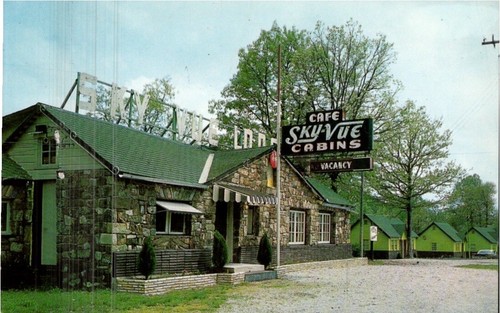 Cabins Cafe Hwy 71 Postcard