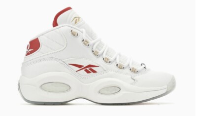 Reebok Question Mid Mens Size 9.5 Basketball Shoe White Red Retro Gym Sneaker