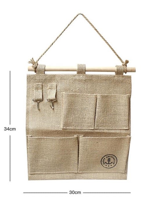 Organizer 4 Tasche 2 Ganci Porta Oggetti Canapa Da Appendere Bagno Cucina dfh