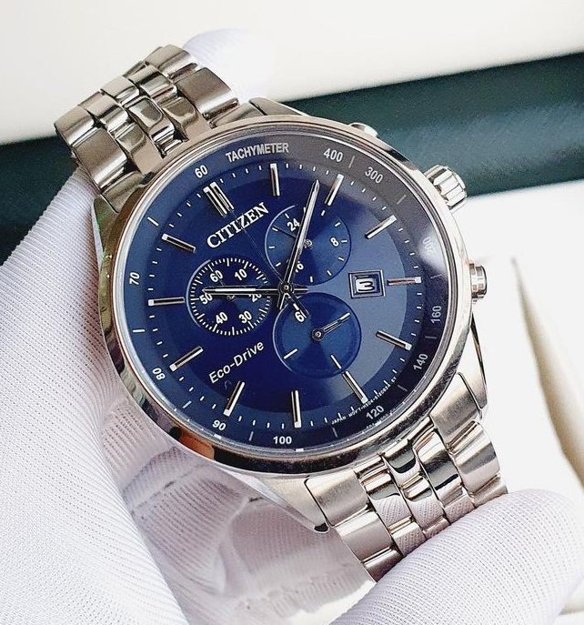 Pre-owned Citizen Eco-drive Chronograph Blue Date Display Sapphire Men's Watch At2141-52l