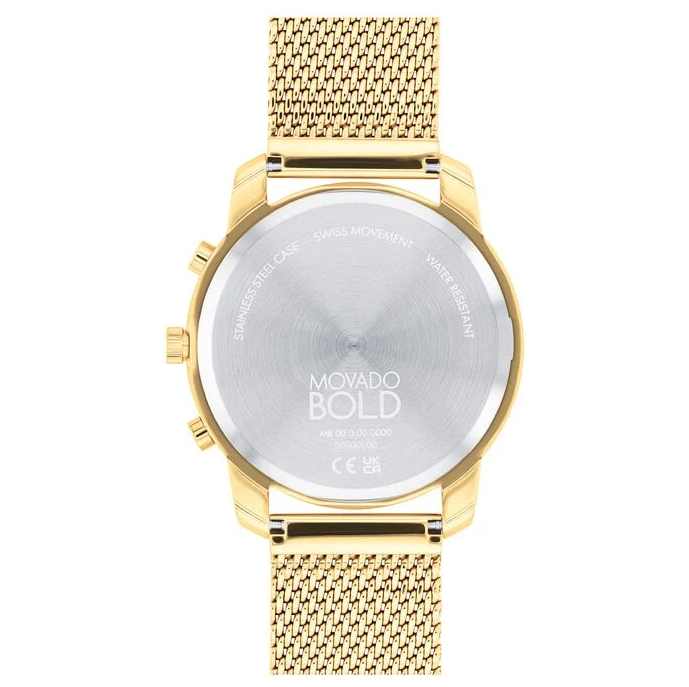 Pre-owned Movado 3601025 Gold Chronograph Dial Gold Stainless Mesh Bracelet Mens Watch
