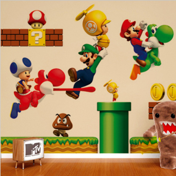 Super Mario Anime Manga 3D Wandtattoo Wandaufkleber Wandsticker Wanddekos 45*60 